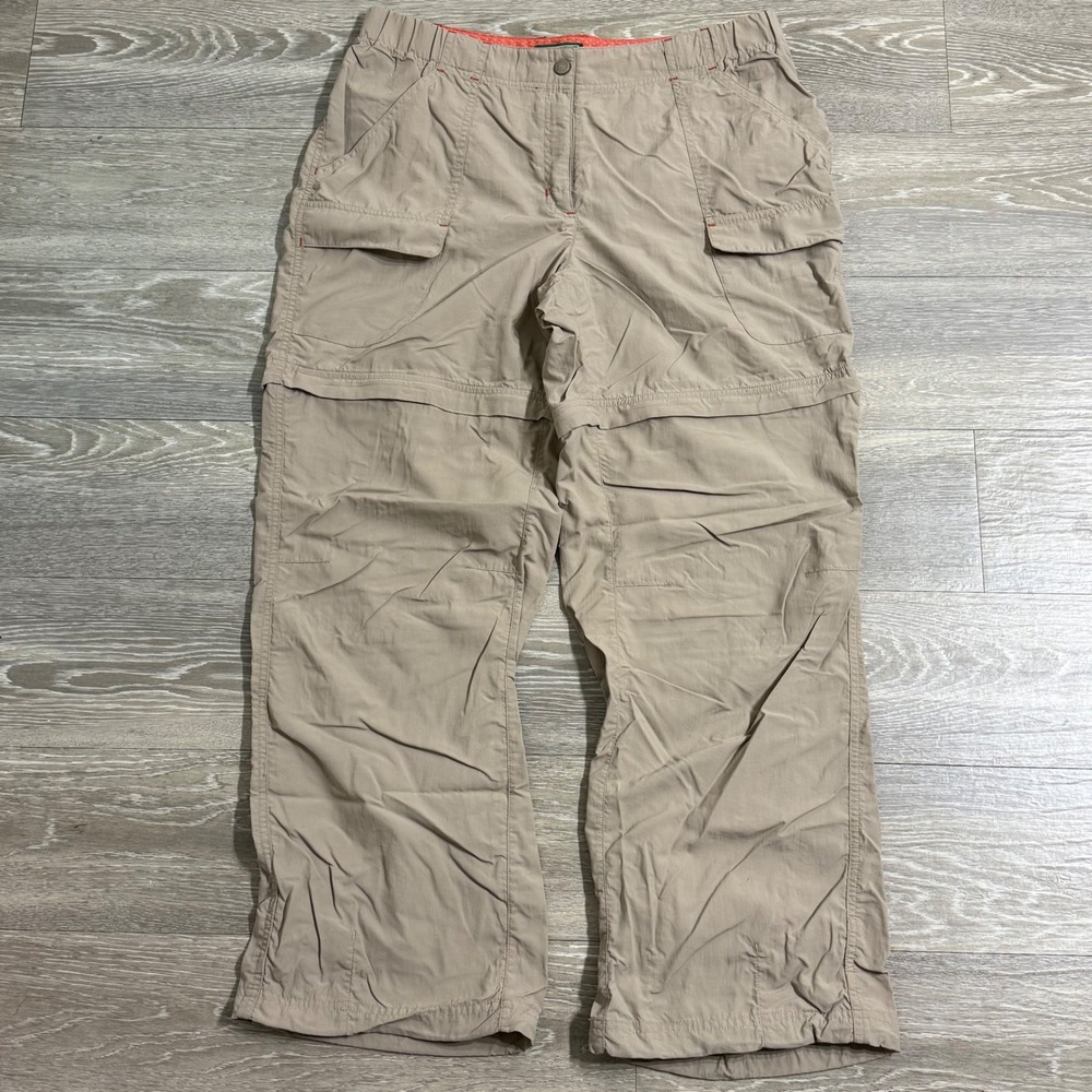 LL Bean Convertible Cargo Pants Womens Size 14 Nylon Beige Outdoor Gorpcore‎